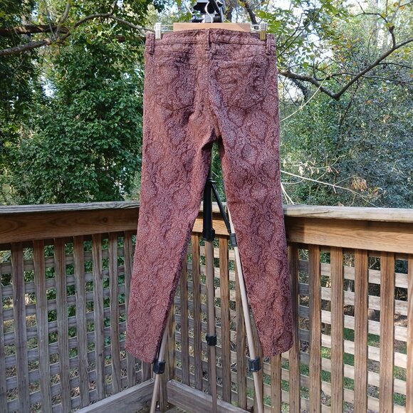 Nine West Vintage America Brown Brocade Matchstick Skinny Jeans Sz 10 - Picture 4 of 12